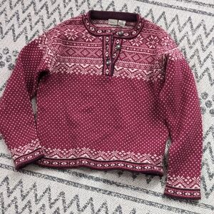 Vintage L.L.Bean Burgundy 100% Lambswool Nordic Sweater